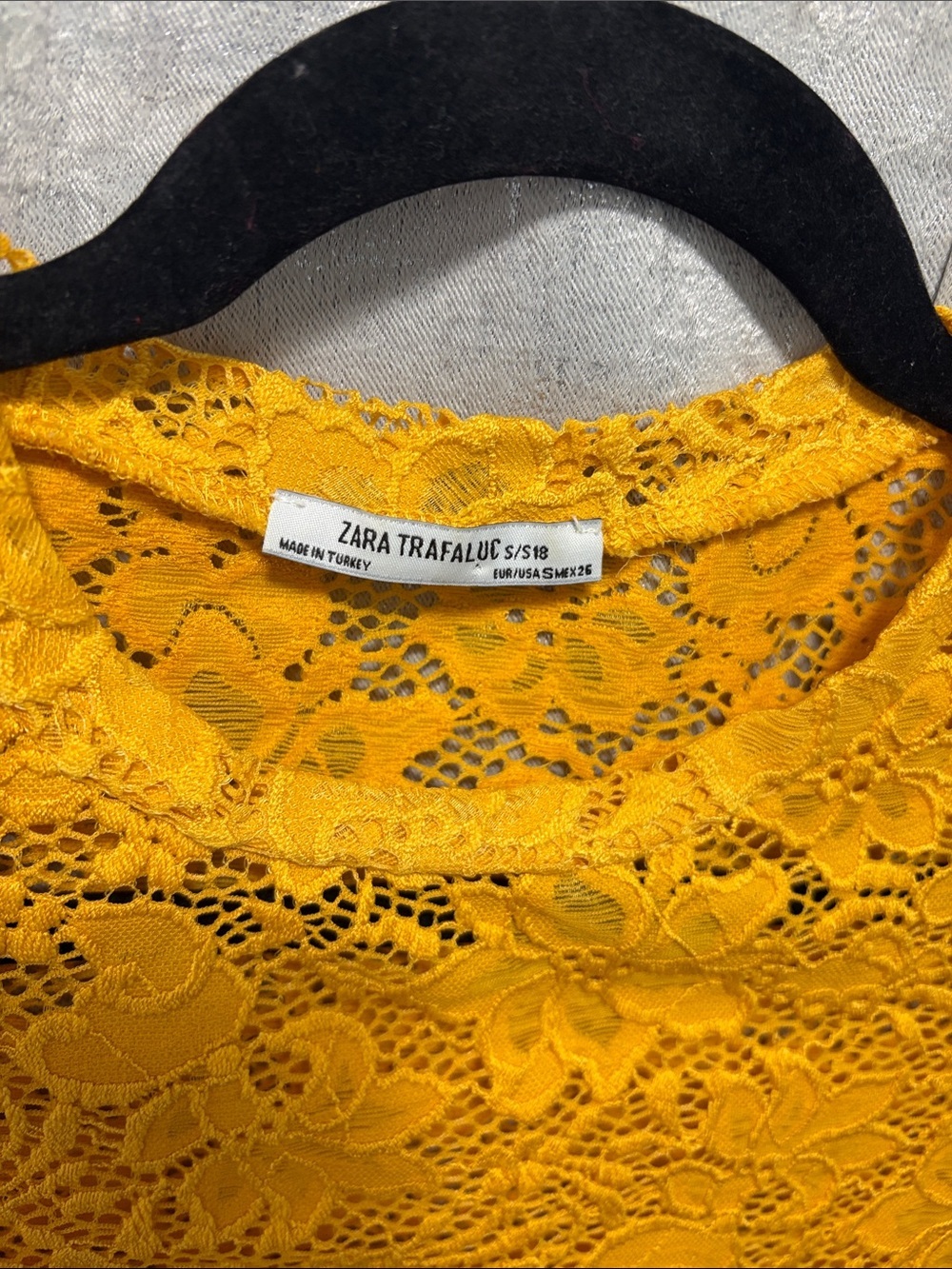 Zara Yellow Floral Lace Crop Top - Picture 2 of 8